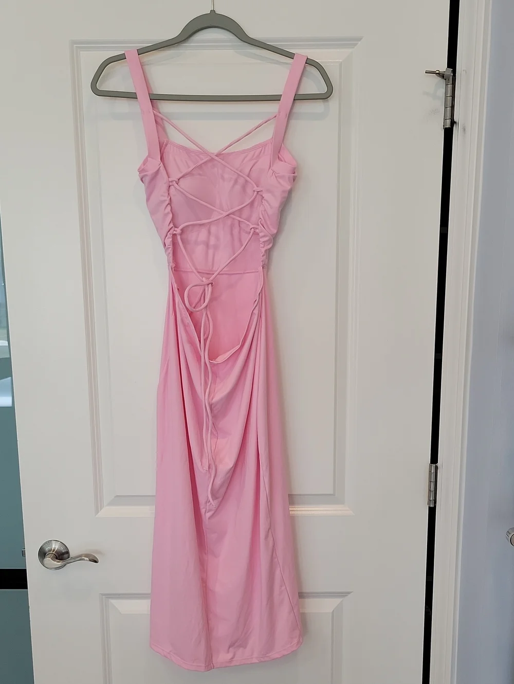 Halara Ballerina Pink Ruched Lace Up Bodycon Midi Dress In Medium NWOT